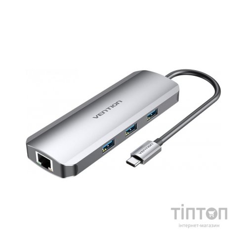 Концентратор Vention USB3.1 Type-C --> HDMI/USB 3.0x3/RJ45/SD/TF/TRRS 3.5mm/PD 10 (TOLHB)