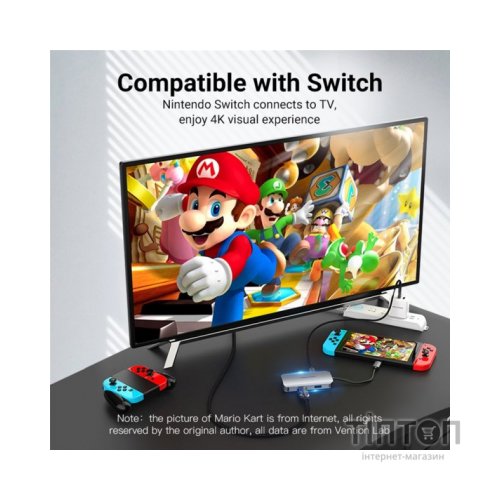 Концентратор Vention USB3.1 Type-C --> HDMI/VGA/USB 3.0/PD 100W Hub 4-in-1 (TOAHB)