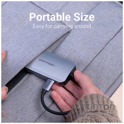 Концентратор Vention USB3.1 Type-C --> USB 3.0x3/SD/TF/PD 100W Hub 6-in-1 (TNHHB)