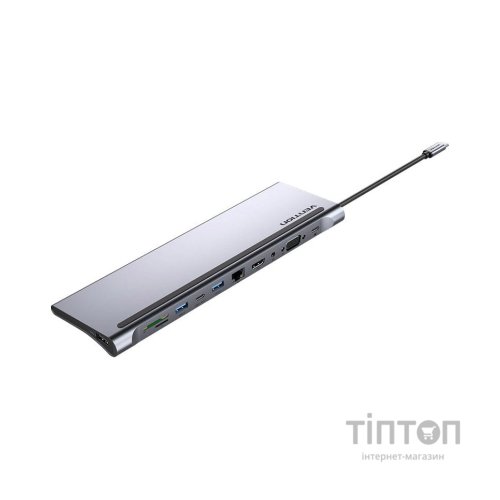 Концентратор Vention USB3.1 Type-C to HDMI/VGA/USB-C/USB3.0x3/RJ45/SD/TF/TRRS 3.5mm/PD 100W 11in1 (THTHC)