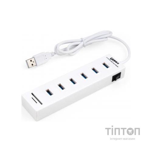 Концентратор Vinga 6xUSB2.0 + card-reader with switch 0.8m (VCP2H6USBCRSWWH)