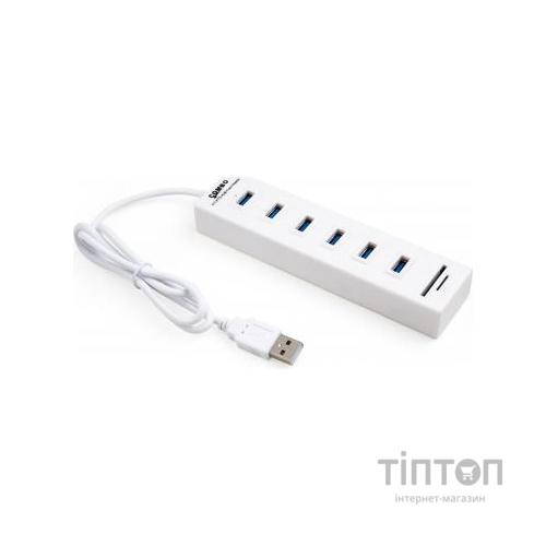 Концентратор Vinga 6xUSB2.0 + card-reader with switch 0.8m (VCP2H6USBCRSWWH)