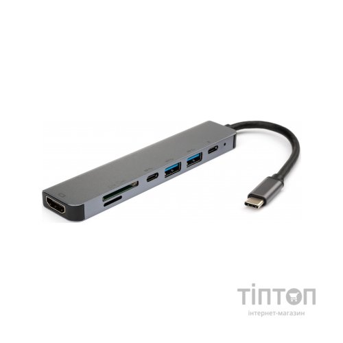 Концентратор Vinga Type-C to 4K HDMI+2*USB3.0+SD+TF+PD+USB-C 3.1 Gen1 aluminium (VCPHTC7AL)