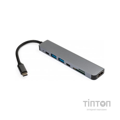 Концентратор Vinga Type-C to 4K HDMI+2*USB3.0+SD+TF+PD+USB-C 3.1 Gen1 aluminium (VCPHTC7AL)
