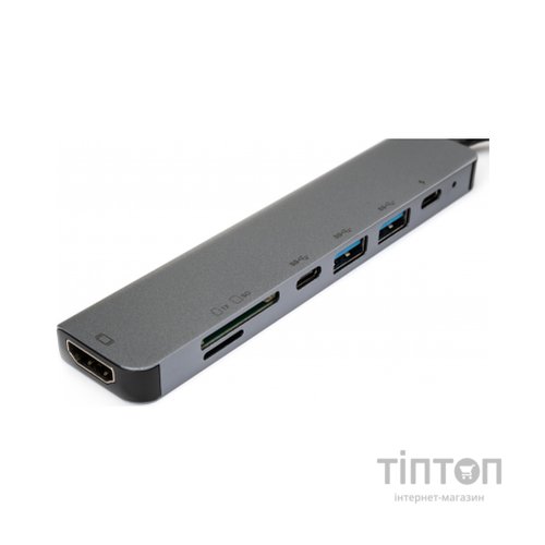 Концентратор Vinga Type-C to 4K HDMI+2*USB3.0+SD+TF+PD+USB-C 3.1 Gen1 aluminium (VCPHTC7AL)