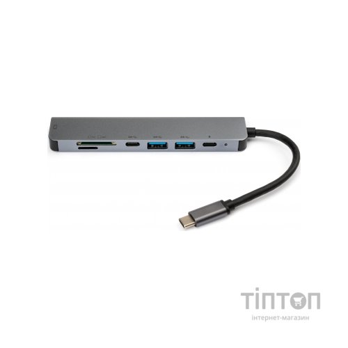 Концентратор Vinga Type-C to 4K HDMI+2*USB3.0+SD+TF+PD+USB-C 3.1 Gen1 aluminium (VCPHTC7AL)