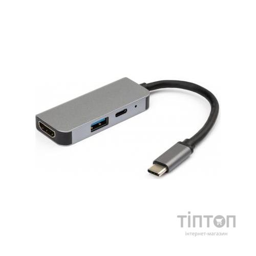Концентратор Vinga Type-C to 4K HDMI+USB3.0+PD aluminium (VCPHTC3AL)