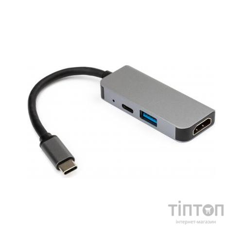 Концентратор Vinga Type-C to 4K HDMI+USB3.0+PD aluminium (VCPHTC3AL)