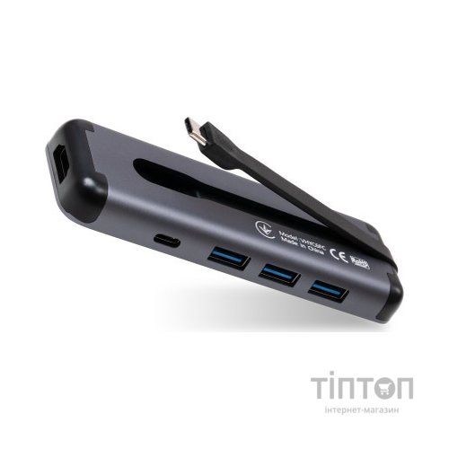 Концентратор Vinga USB-C 3.1 to HDMI+3xUSB3.0+PD100W+USB-C foldable cable (VHYC6FC)
