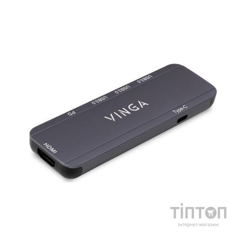 Концентратор Vinga USB-C 3.1 to HDMI+3xUSB3.0+PD100W+USB-C foldable cable (VHYC6FC)