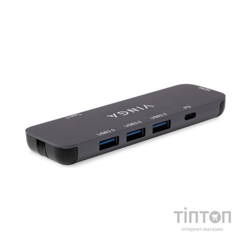 Концентратор Vinga USB-C 3.1 to HDMI+3xUSB3.0+PD100W+USB-C foldable cable (VHYC6FC)