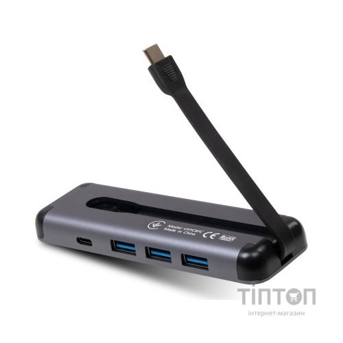 Концентратор Vinga USB-C 3.1 to HDMI+3xUSB3.0+PD100W+USB-C foldable cable (VHYC6FC)