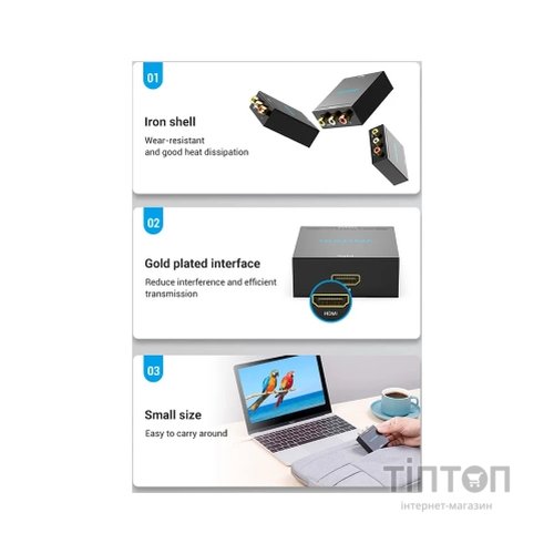 Конвертор HDMI to RCA Metal Type black Vention (AEEB0)