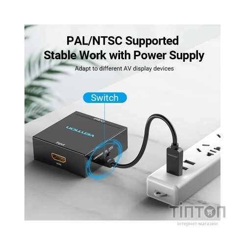 Конвертор HDMI to RCA Metal Type black Vention (AEEB0)