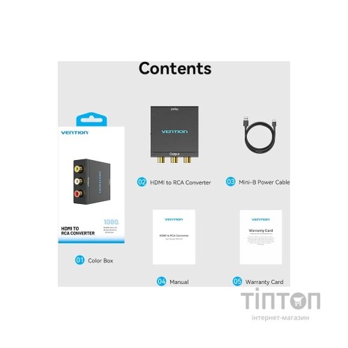 Конвертор HDMI to RCA Metal Type black Vention (AEEB0)