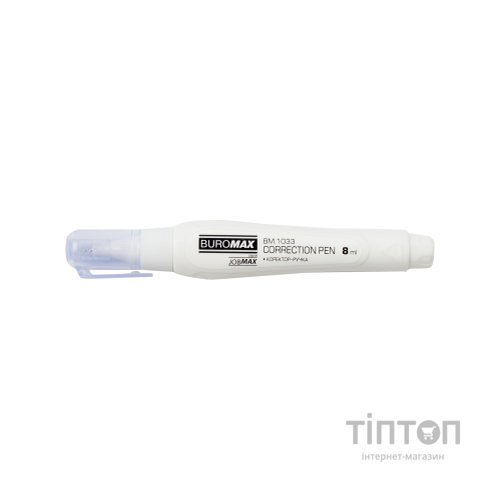 Коректор Buromax ручка 8 мл Jobmax, спиртова основа, металевий наконечник (BM.1033)