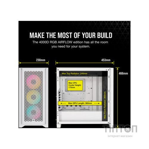 Корпус Corsair iCUE 4000D RGB Airflow White (CC-9011241-WW)