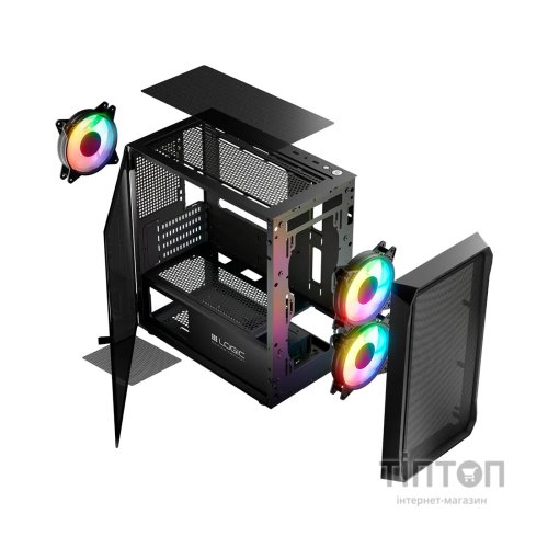 Корпус Logic concept PORTOS MESH+GLASS ARGB fans 3x120mm BLACK (AM-PORTOS-10-0000000-0002)