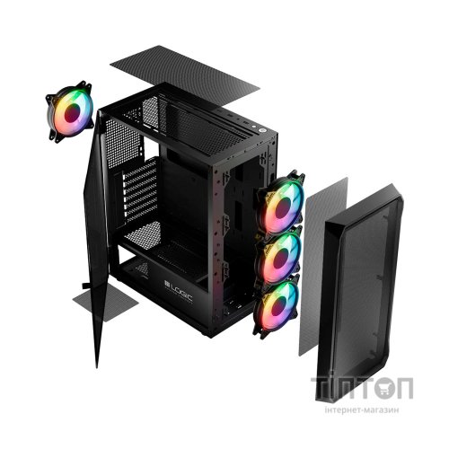 Корпус Logic concept PORTOS MESH+GLASS ARGB fans 4x120mm BLACK (AT-PORTOS-10-0000000-0002)