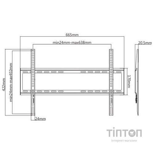 Кріплення настінне SATELIT 39-70FIX600 39-80/Black (39-70FIX600)