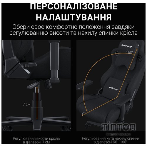 Крісло для геймерів Anda Seat Kaiser Frontier Size XL Black Fabric (AD12YXL-17-B-F-B02)