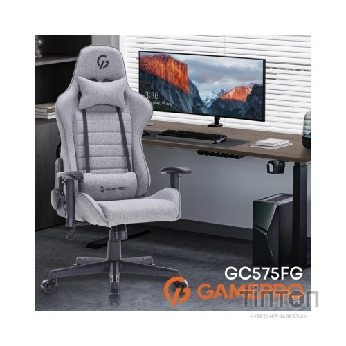 Крісло ігрове GamePro GC575FB Size L Fabric Gray (GC575FG)