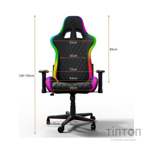 Крісло ігрове GamePro Hero RGB Black (GC-700-Black)