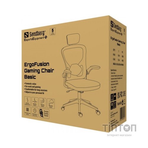 Крісло ігрове Sandberg ErgoFusion Gaming Chair Basic Black (640-97)