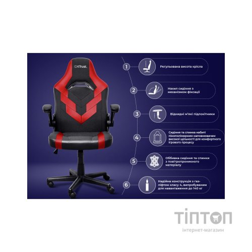 Крісло ігрове Trust GXT703R Riye Black/Red (24986)