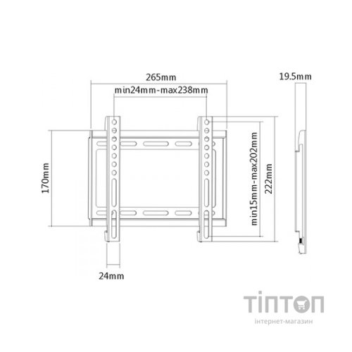 Кронштейн BRATECK KL22-22F чорний