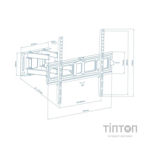 Кронштейн Walfix R-514B (VESA600х400)