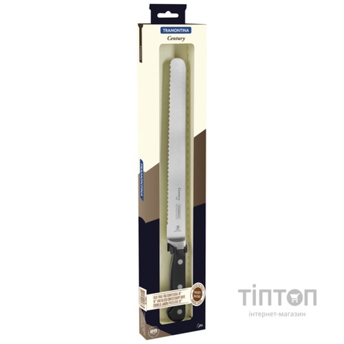 Кухонний ніж Tramontina Century слайсер, волнистая заточка 254 мм Black (24012/110)