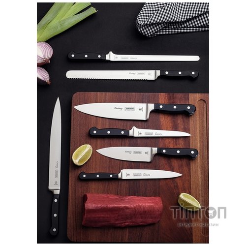 Кухонний ніж Tramontina Century слайсер, волнистая заточка 254 мм Black (24012/110)