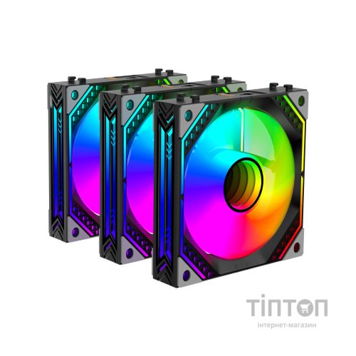 Кулер до корпусу 2E GAMING Air Cool Magic Mirror ACF120MB-ARGB, 3x120мм, 2000rpm, 4pin PWM +5VARGB, 20.5dBa, чорн (2E-ACF120MB-ARGB)
