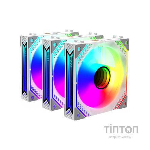 Кулер до корпусу 2E GAMING Air Cool Magic Mirror ACF120MW-ARGB, 3x120мм, 2000rpm, 4pin PWM +5VARGB, 20.5dBa, біли (2E-ACF120MW-ARGB)
