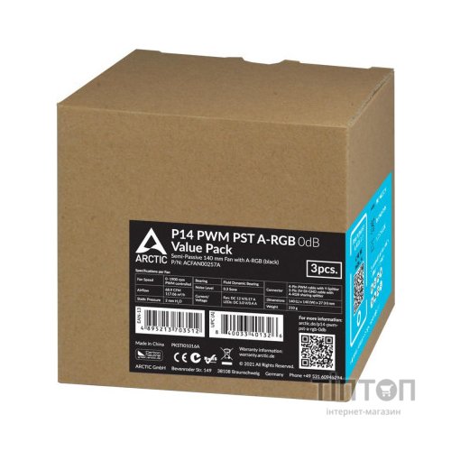 Кулер до корпусу Arctic P14 PWM PST A-RGB (3-fan pack ) (ACFAN00257A)