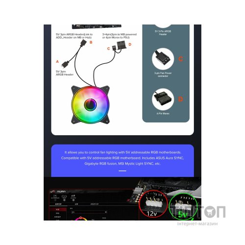 Кулер до корпусу Gamemax FN-12Rainbow-Q-Infinity