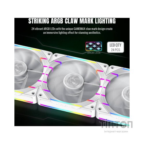 Кулер до корпусу Gamemax Tornado T12 ARGB-RW