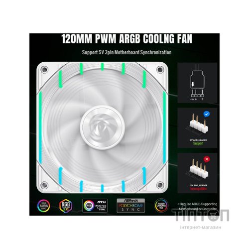 Кулер до корпусу Gamemax Tornado T12 ARGB-RW