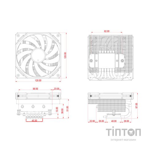 Кулер до процесора ID-Cooling IS-67-XT White