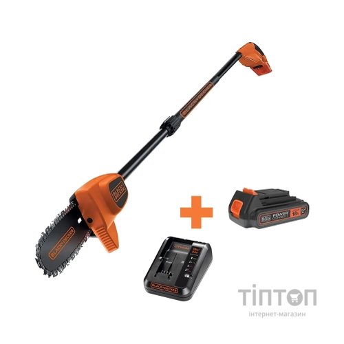 Кущоріз Black&Decker висоторіз, 18V,2Ah, штанга 150-244 см, довжина шини 20 см (GPC1820L20)