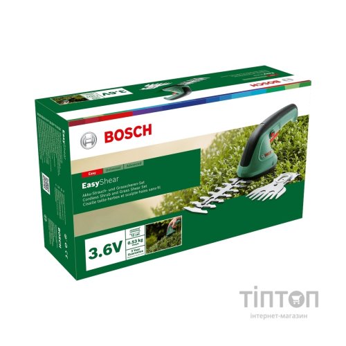 Кущоріз Bosch Bosch EasyShear, 3.6В, 1х1.5Аг, лезо 12см, крок різу 8мм (0.600.833.303)