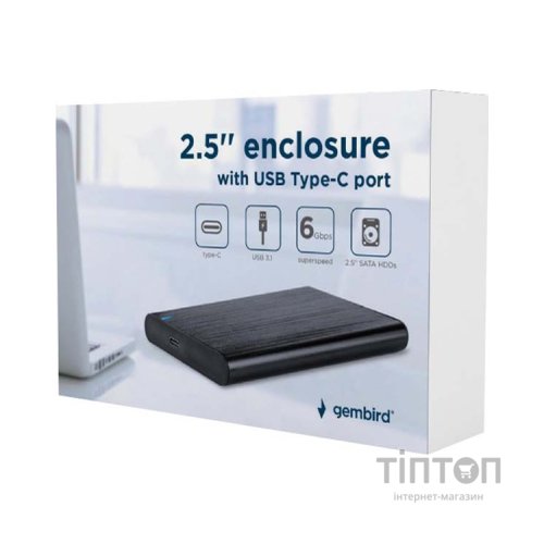 Кишеня зовнішня Gembird 2.5" USB3.1 alum black (EE2-U3S-6)