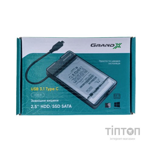 Кишеня зовнішня Grand-X HDD 2,5" USB 3.1 Type-C (HDE31)