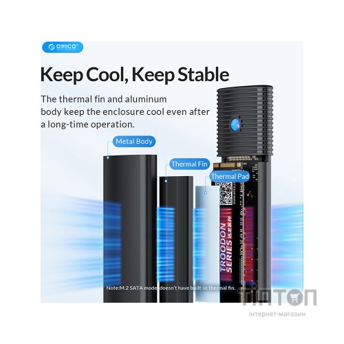 Кишеня зовнішня Orico USB3.2 Gen2 USB-C M.2 NVMe/NGFF(SATA) Dual Protocol SSD (HC380503)