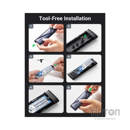 Кишеня зовнішня Ugreen SSD M.2 (NVME) M-KEY UGREEN 3.2 GEN2 CM400 gray (90264)