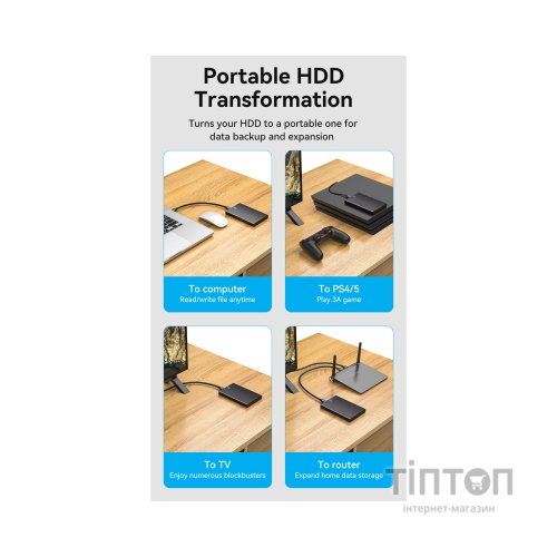 Кишеня зовнішня Vention 2.5" HDD/SSD USB 3.0 Micro-B Black (KPAB0)