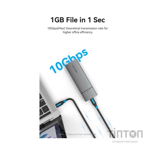 Кишеня зовнішня Vention SSD M.2 (NVME) M-key USB Type-C 3.2 gray (KPGH0)