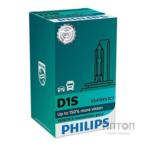 Лампа ксенонова Philips D1S X-treme Vision 150% 4800K gen2, 1шт/картон 
Наявність