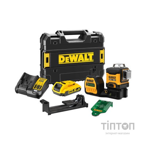 Лазерний нівелір DeWALT лінійний 10.8/12/18В XR Li-Ion, зелений промінь, 1x2Ah 18V, TSTAK (DCE089D1G18)